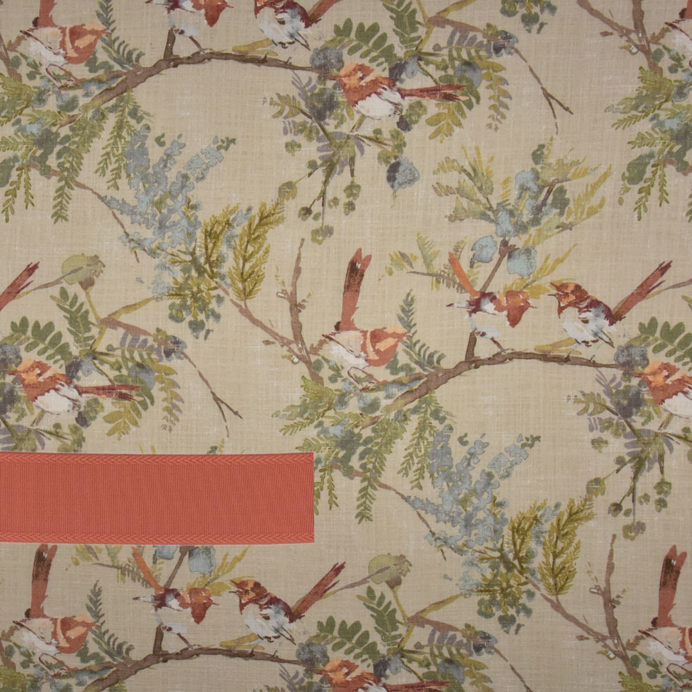 Round Robin Linen with 41236 Solid Coral Tape
