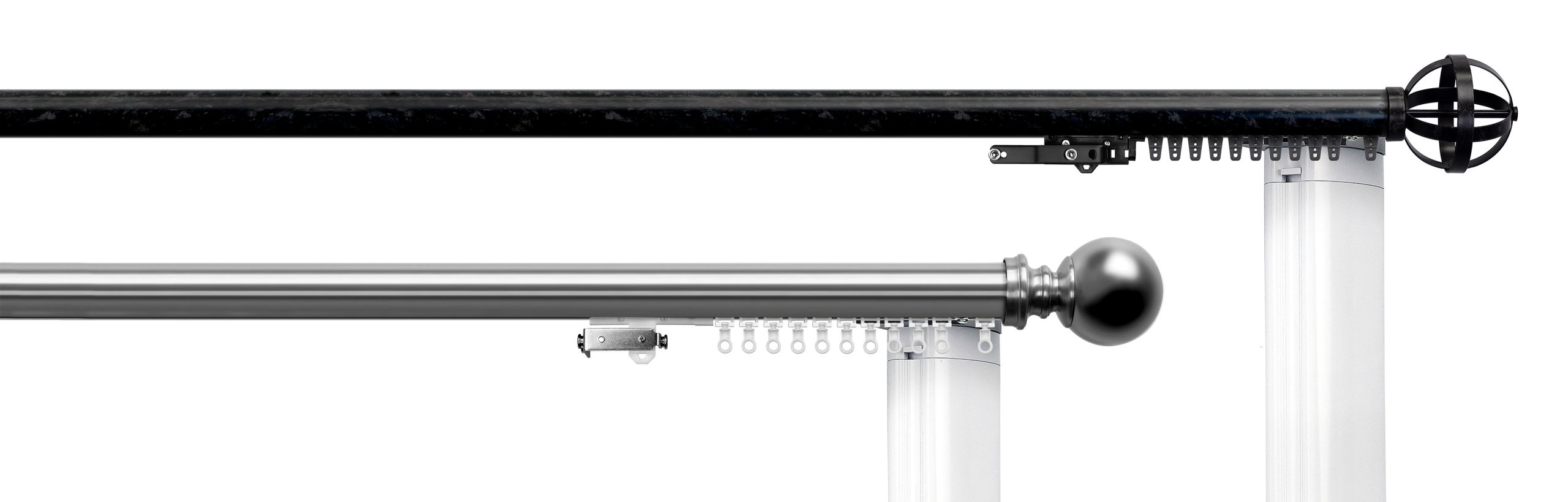 Two samples of Kirsch hardware shown with PowerView Automation