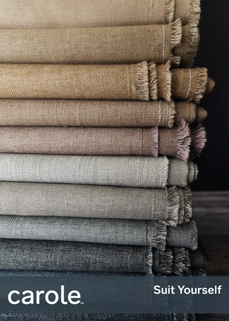A set of photos representing the seven sample books in the Fall 2025 decorative fabric collection.